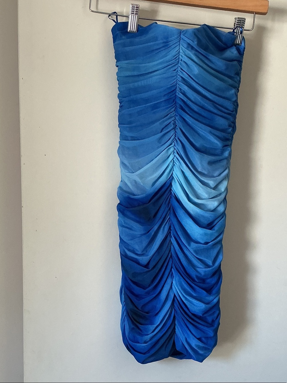 ZARA Blue Ruched Midi Skirt - Women's